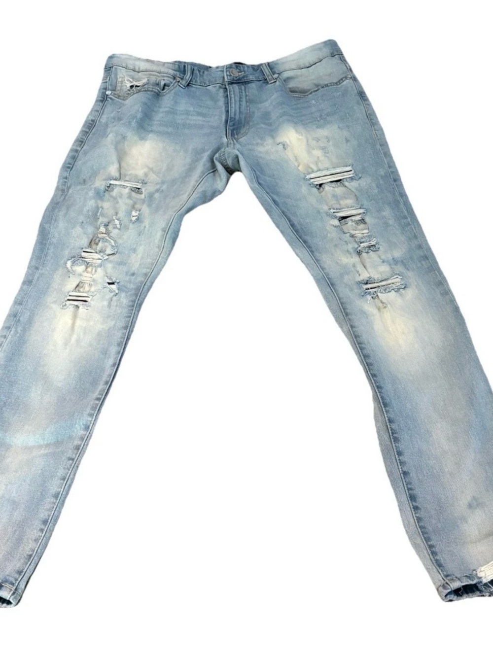 Jordan Craig Mens 36x32 Jeans Sean Slim Tapered Fit Distressed Blue Denim Ripped